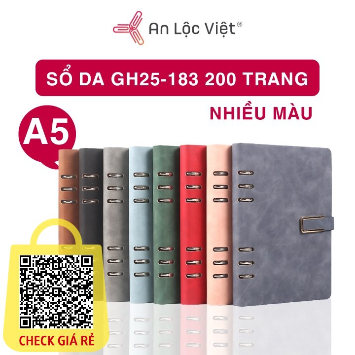 [CỰC PHẨM] Sổ Bìa Da A5 GH25 dày 200 Trang - với chất liệu da cừu mịn - 6 khóa còng chắc chắn - giấy Ford kem chống lóa mắt