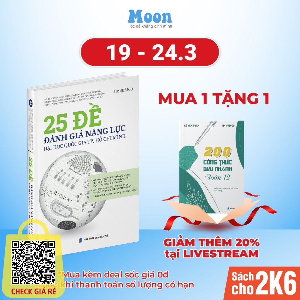 Đánh giá năng lực 2024 - Sách dgnl 25 đề ôn thi đánh giá năng lực  - ĐHQG TP.HCM - moonbook