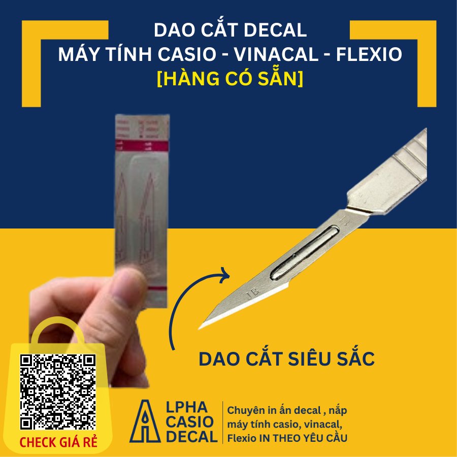 Dao dọc decal dễ dàng cho miếng dán decal máy tính casio dùng để dán nắp và mặt lưng máy tính casio vinacal hàng chuẩn