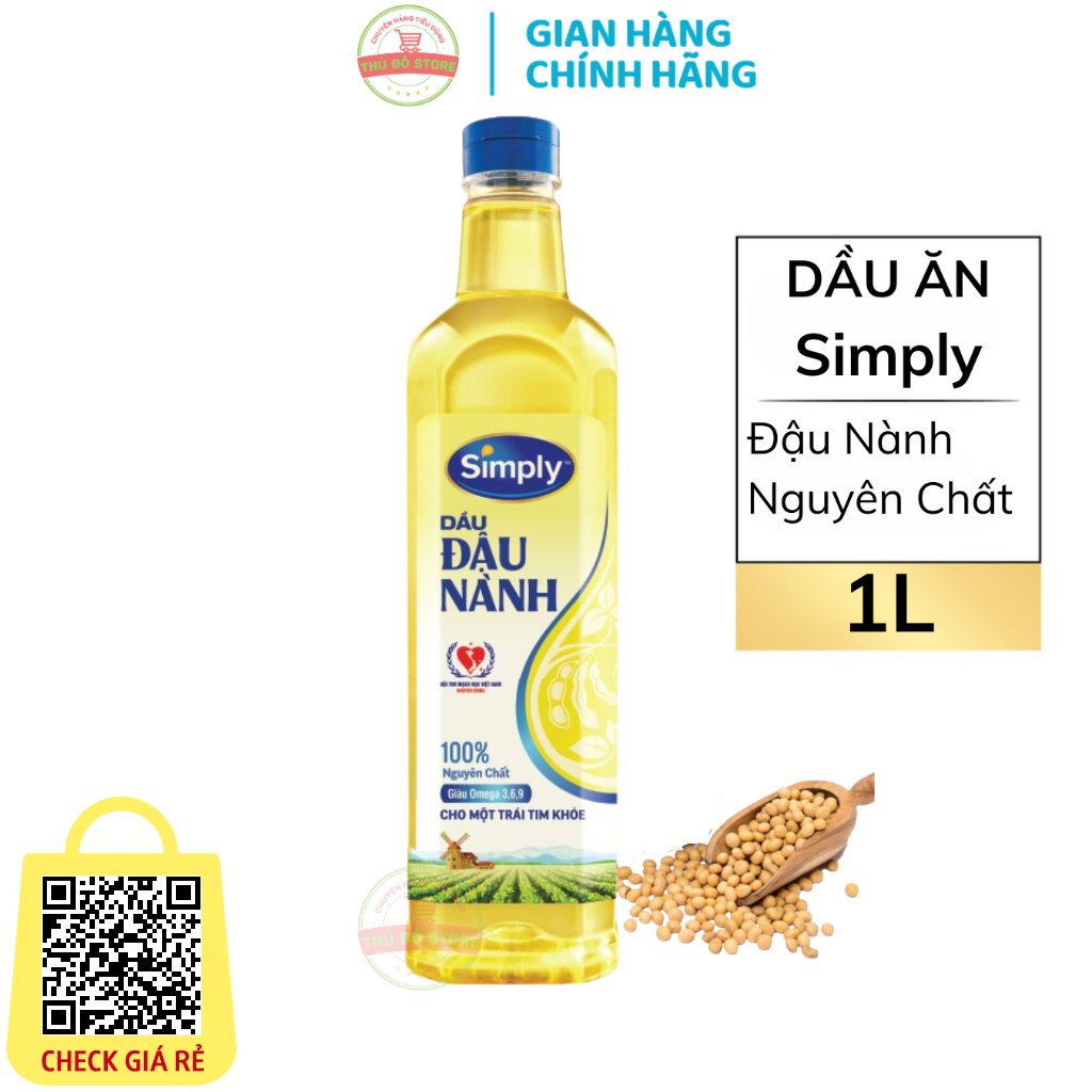 Dầu Ăn Simply Đậu Nành Nguyên Chất - Chai 1L