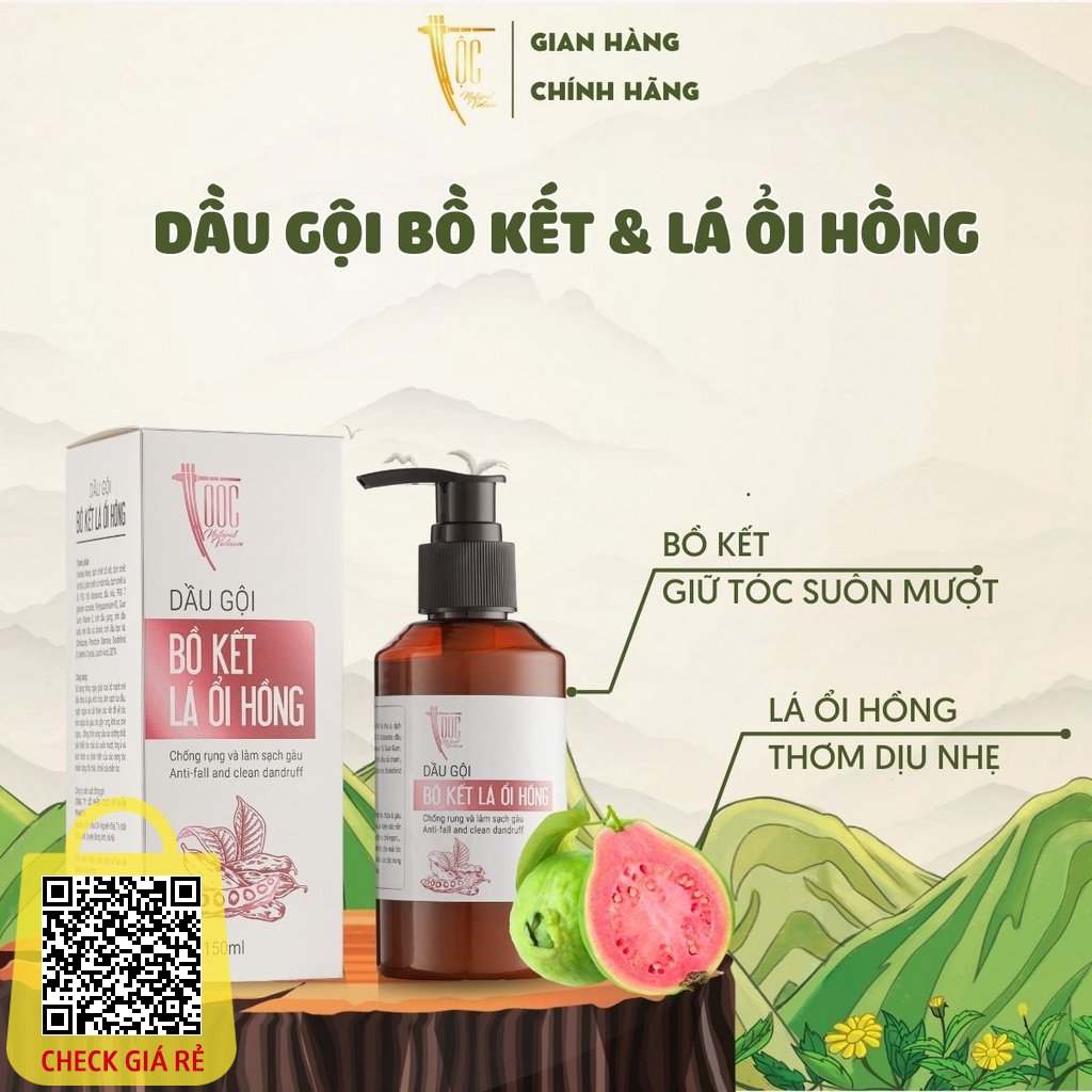 Dầu gội Bồ kết & Lá ổi hồng TỘC Natural sạch gàu và giảm rụng tóc 150ml