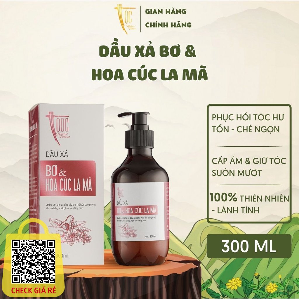 Dầu xả Bơ & Hoa cúc La Mã TỘC Natural phục hồi tóc hư tổn 300ml