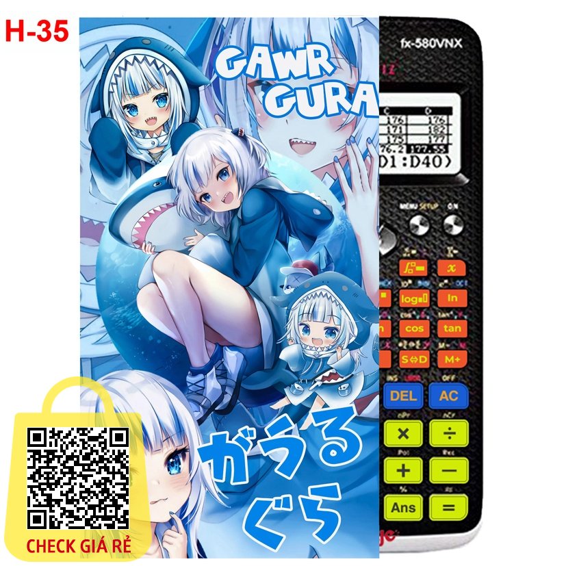 Decal Máy tính CASIO fx570, fx580anime Gawr Gura (35 mẫu khác nhau)