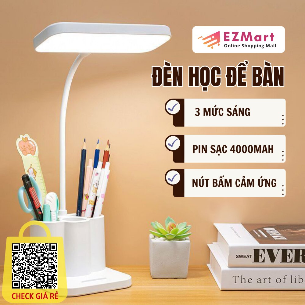 Đèn Bàn Học - Đọc Sách Tích Điện TLDL PYE - Bảo Vệ Mắt - Nút Cảm Ứng 3 Chế Độ Ánh Sáng Tùy Chỉnh DH03