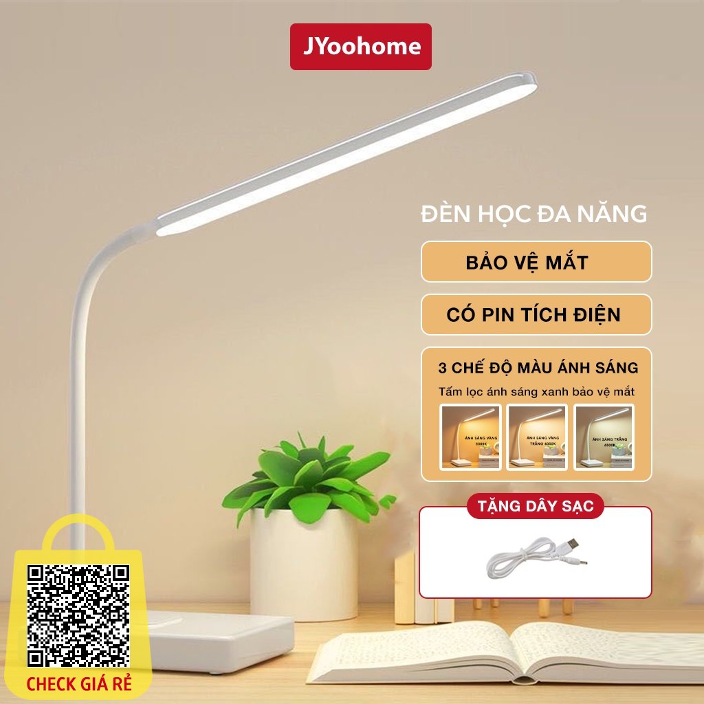 Đèn Học LED JYoohome Để Bàn Làm Việc Đọc Sách Pin Tích Điện Chống Cận Thị 3 Màu Ánh Sáng Cảm Ứng Thông Minh