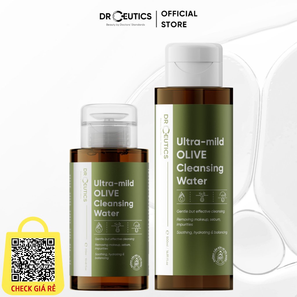 DRCEUTICS Nước Tẩy Trang Ultra-mild OLIVE Cleansing Water Cho Mọi Loại Da  Da Nhạy Cảm (310ml, 500ml)