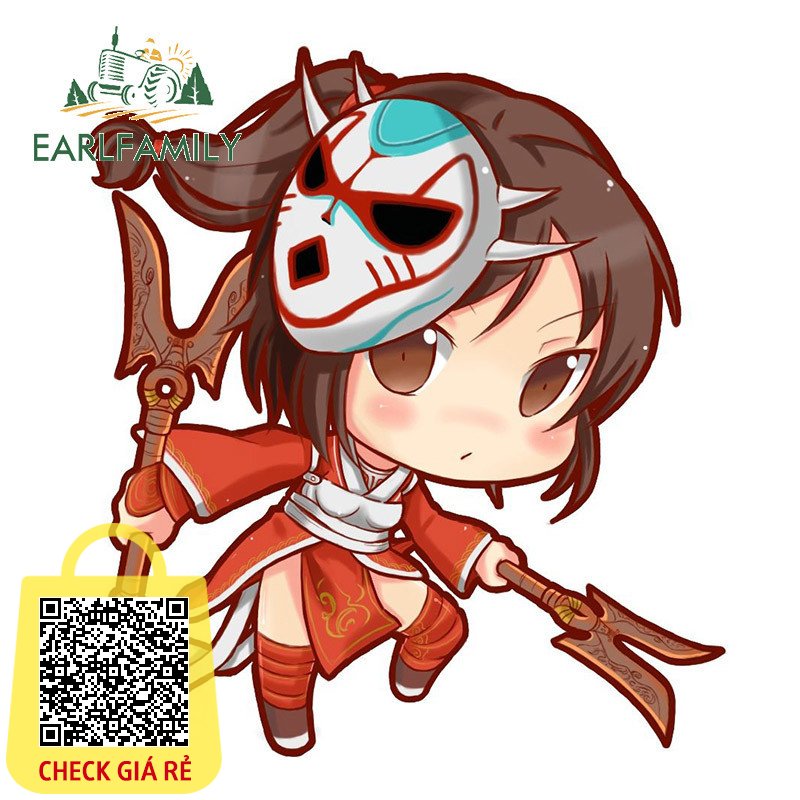 Earlfamily 13cm x 11.9cm Liên Minh Huyền Thoại Akali Xe Miếng Dán Cá Tính Xe Máy Chống Nắng Hoạt Hình Decal Đồ Họa Cản Laptop RV Trang Trí