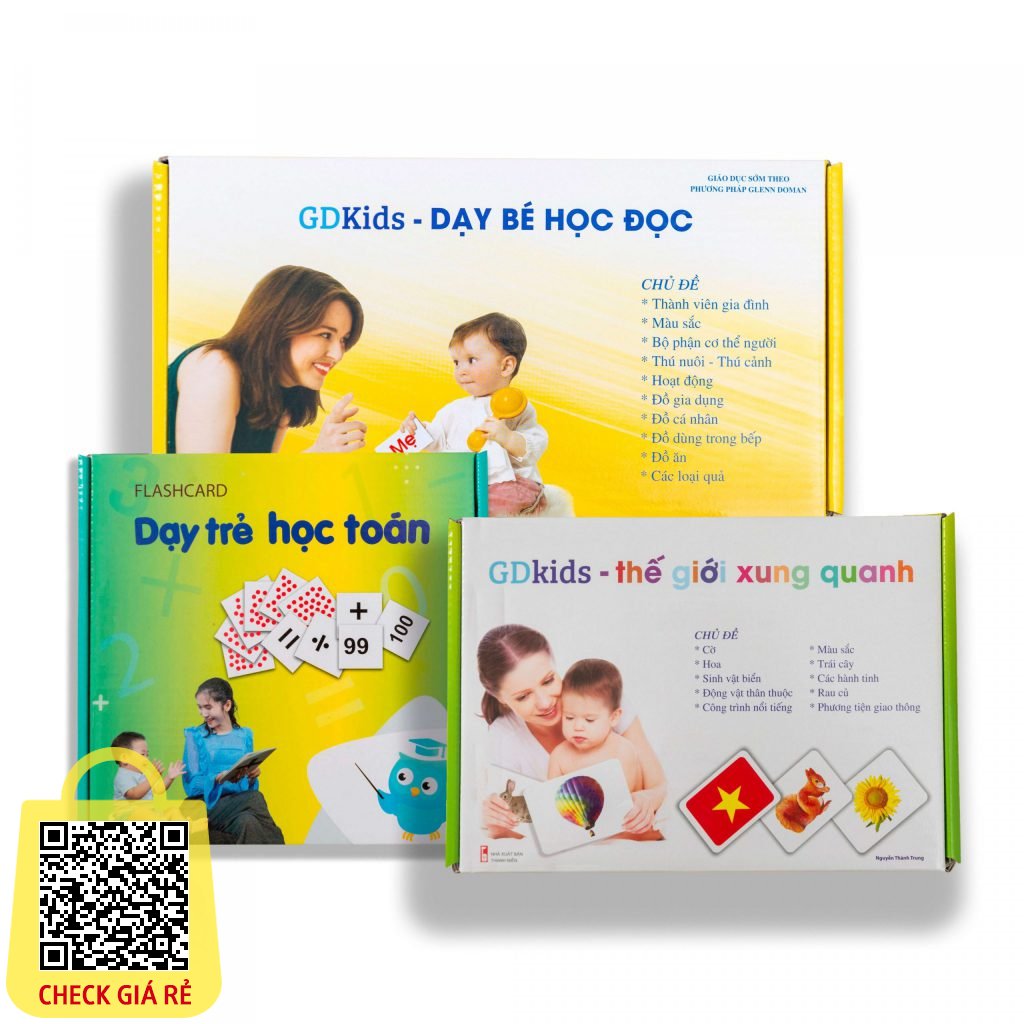 Flashcard GDKids Bộ Thẻ Học Thông Minh Kết Hợp 3 Bộ Cơ Bản 259 Thẻ ( 0-6 Tuổi )