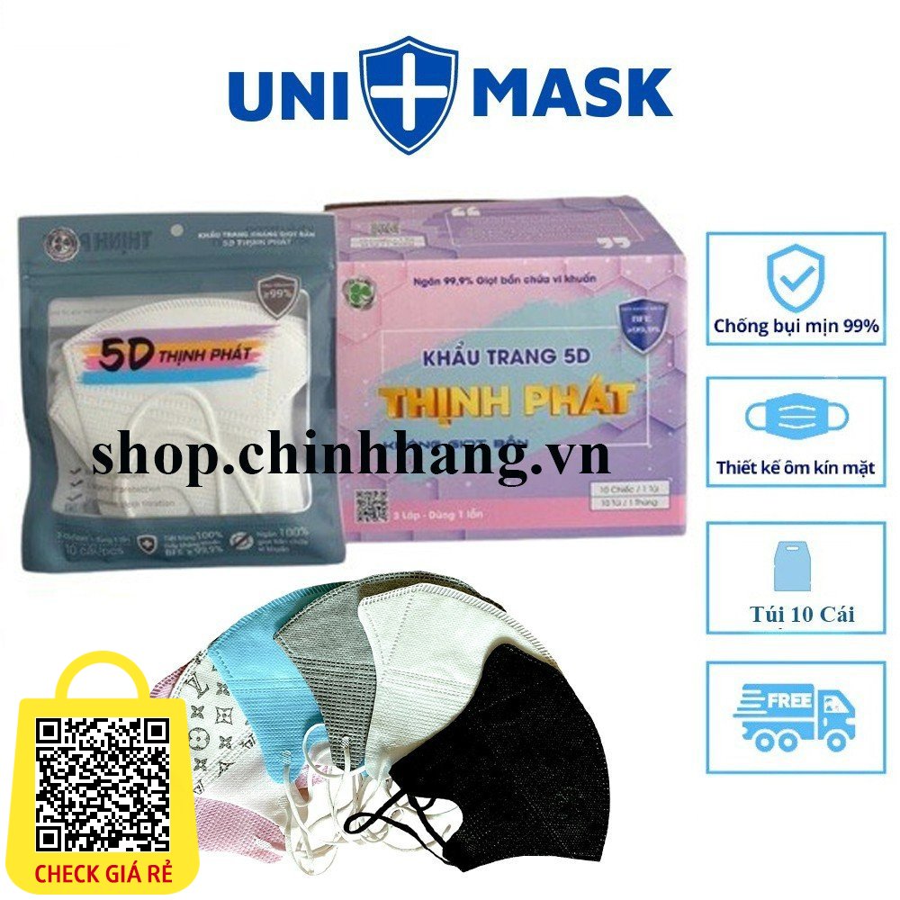 [Free Ship] - Thùng 100 Chiếc Khẩu Trang 5D Thịnh Phát 3 Lớp Kháng Khuẩn