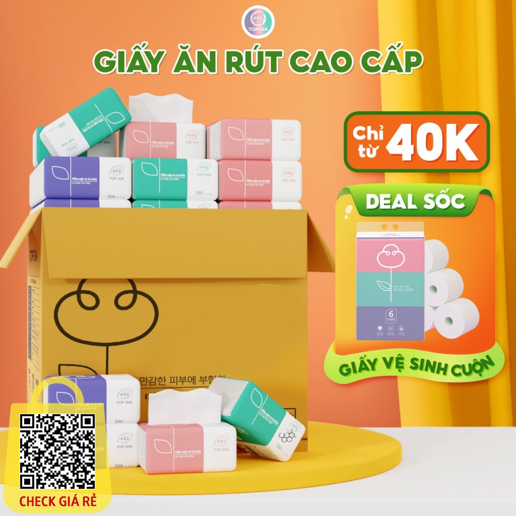 Giấy ăn rút Top Gia, thùng 30 gói/16 gói 4 lớp cao cấp tiện lợi