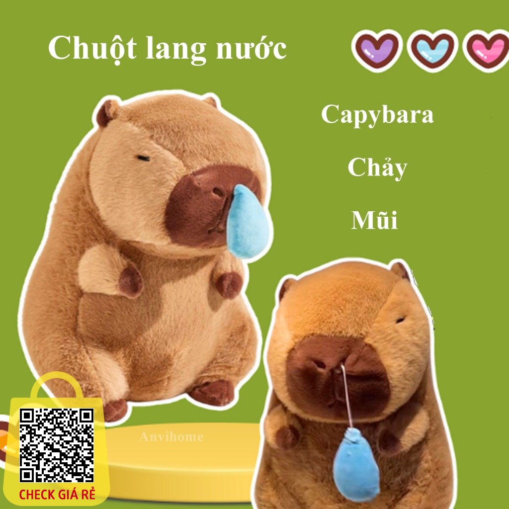 Gôi ôm Chuột Bông Capybara Chảy Mũi ANVIHOME lông nhung mịn