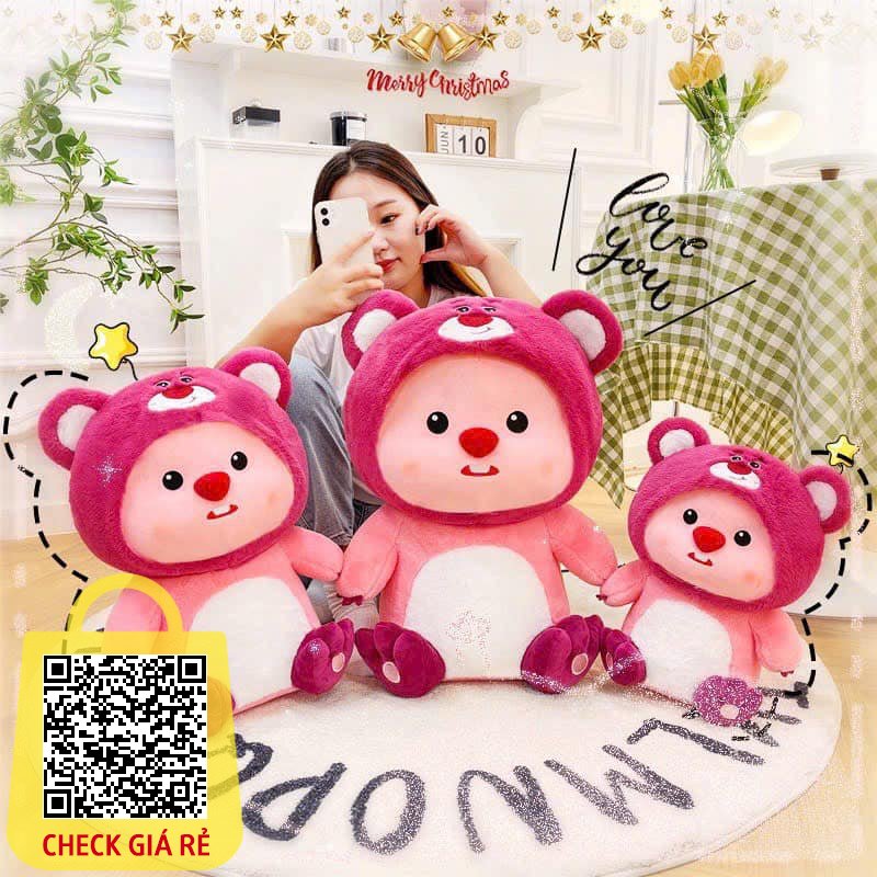 Gối ôm Gấu Bông Hải Ly Loopy Cosplay gấu dâu Lotso - hải ly Ong cao cấp nhiều size ANVIHOME