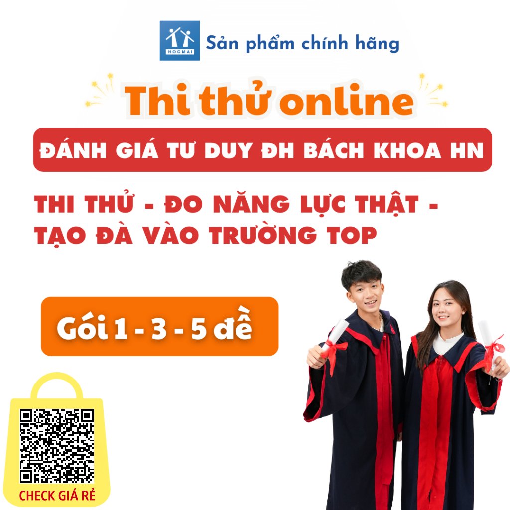 HOCMAI Đề thi thử Đánh giá tư duy ĐH Bách khoa Hà Nội TSA- Gói 1,3,5 đề Toàn quốc [Voucher]