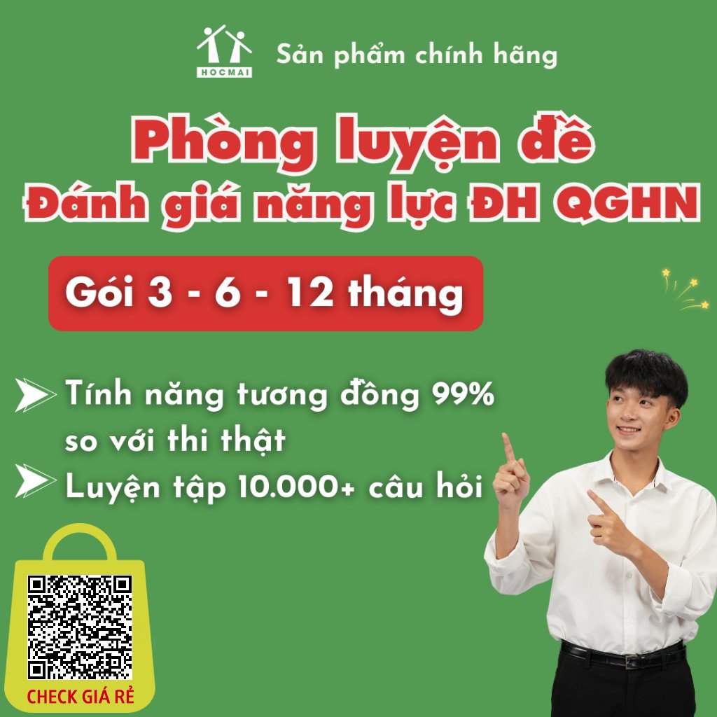 HOCMAI Phòng luyện đề thi Đánh giá năng lực ĐHQG Hà Nội HSA Gói 3, 6, 12 tháng Toàn quốc [Evoucher]