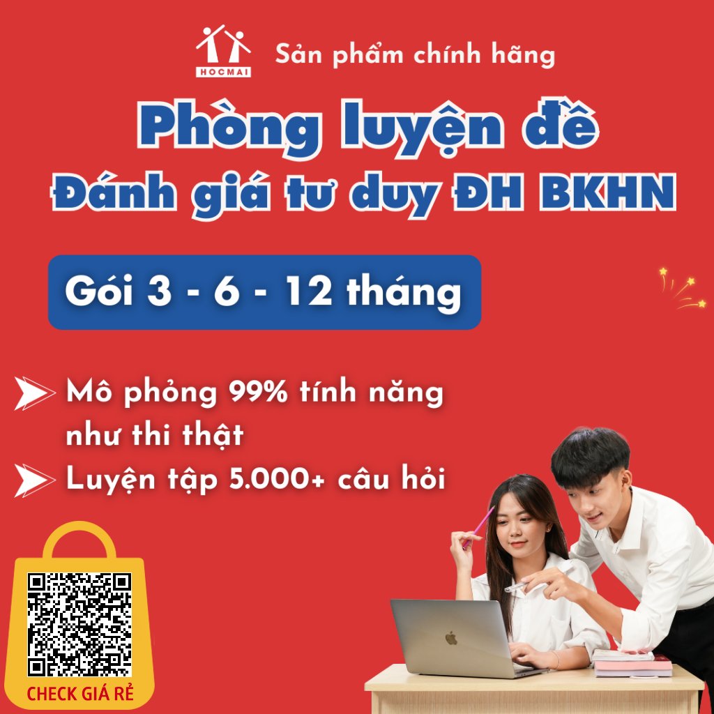 HOCMAI Phòng luyện thi Đánh giá tư duy ĐH Bách khoa Hà Nội TSA Gói 3, 6, 12 tháng Toàn quốc [Voucher]