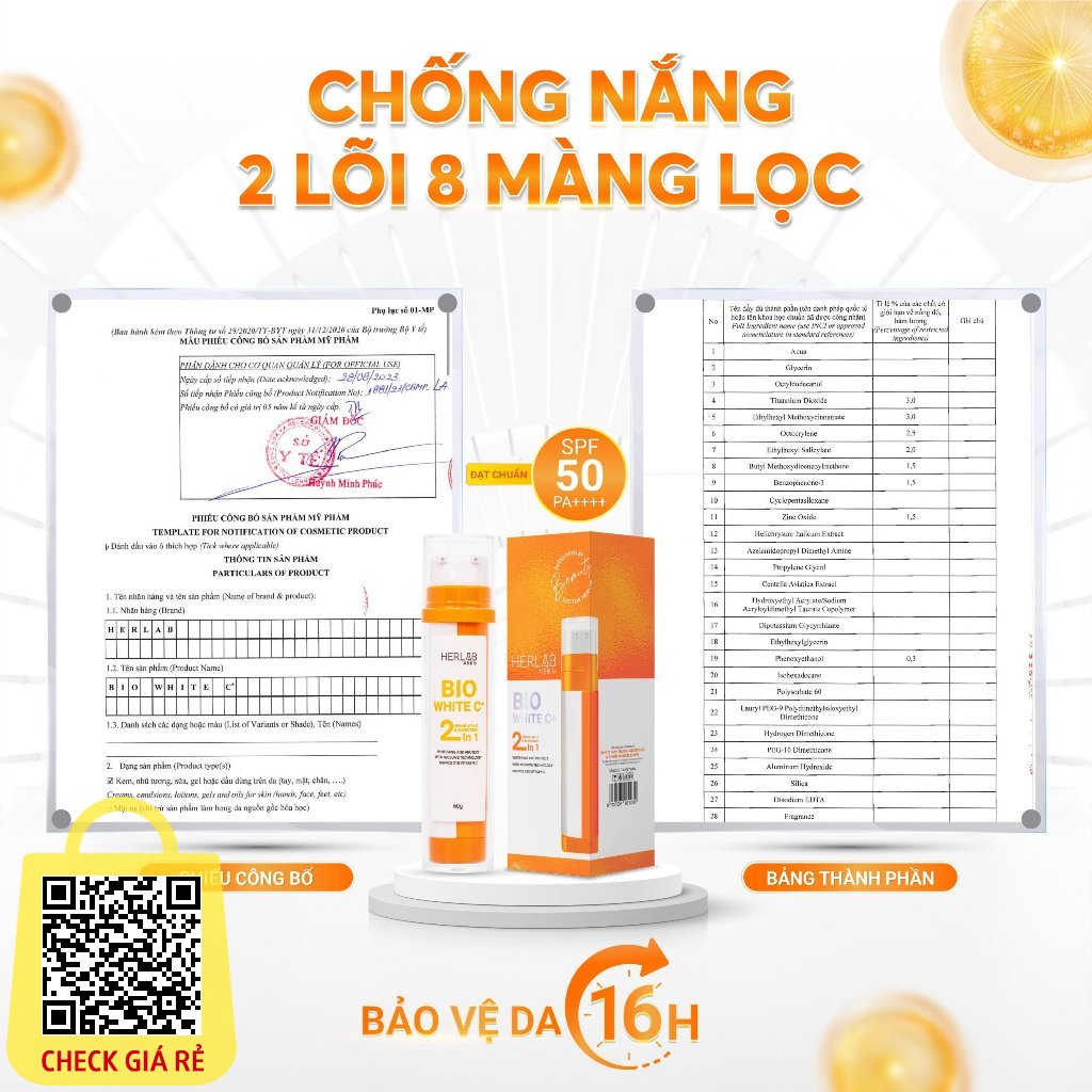 Kem Chống Nắng HerLab 2 Lõi 8 Màn Lọc