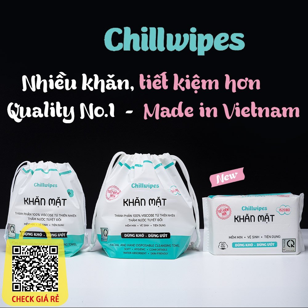 Khăn mặt khô Chillwipes dùng 1 lần lau khô, lau ướt - Giấy lau mặt dùng một lần