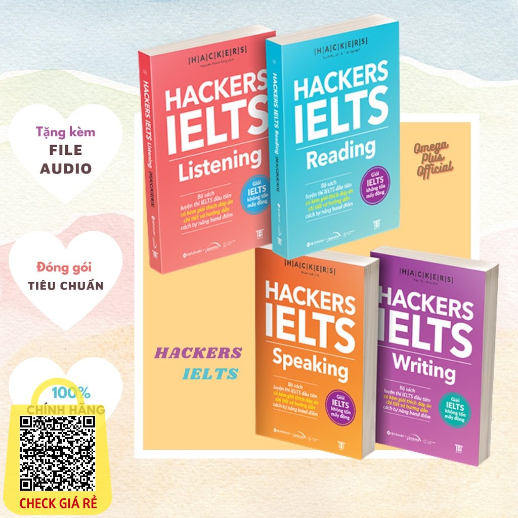 Lẻ/Combo Sách Ôn Luyện IELTS Được Các Chuyên Gia Tin Tưởng: HACKERS IELTS (Reading+Listening+Writing+Speaking) - Kèm App