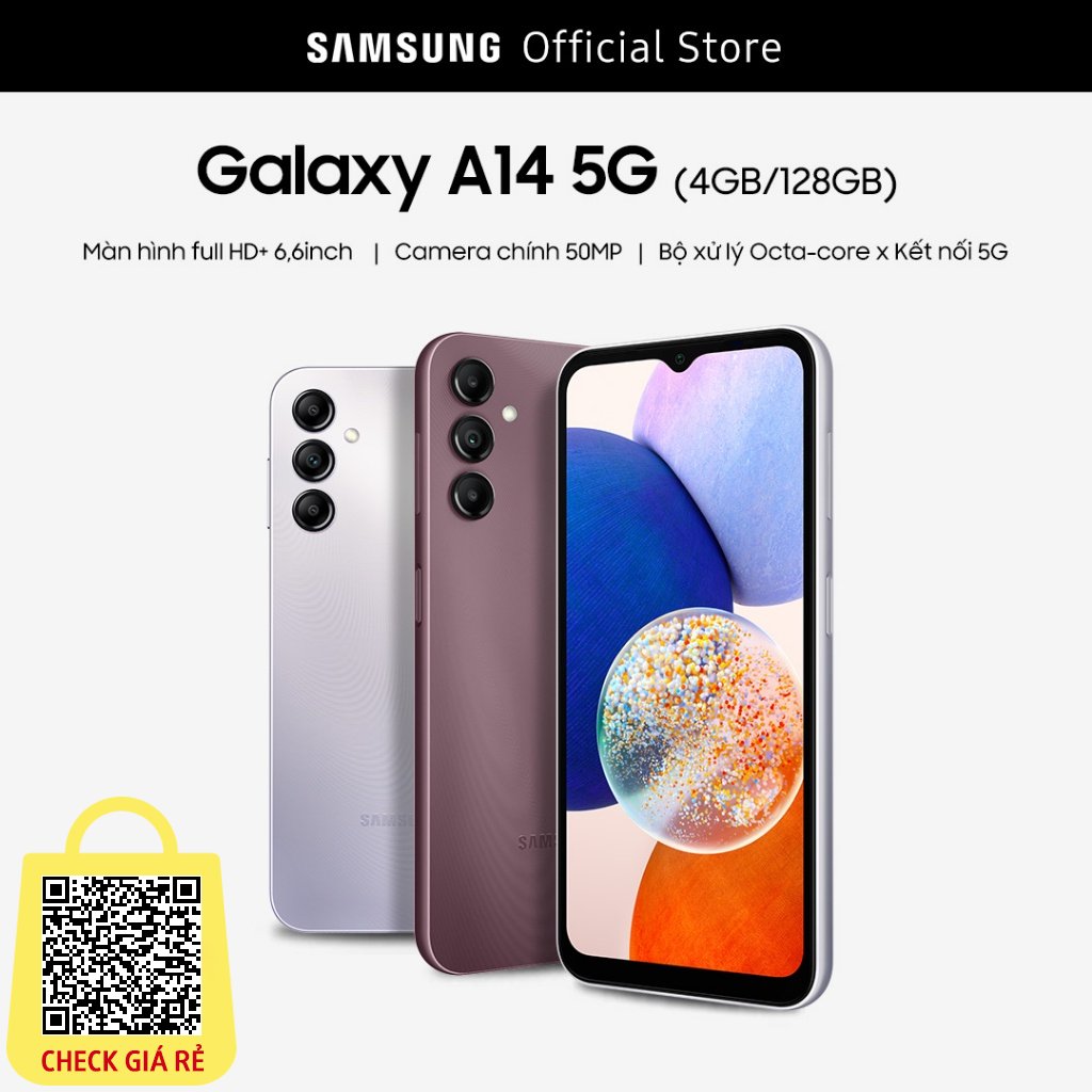 [Mã ELBSMG03 giảm 8% đơn 500K] Điện Thoại Samsung Galaxy A14 5G (4GB + 128GB) - Hàng chính hãng