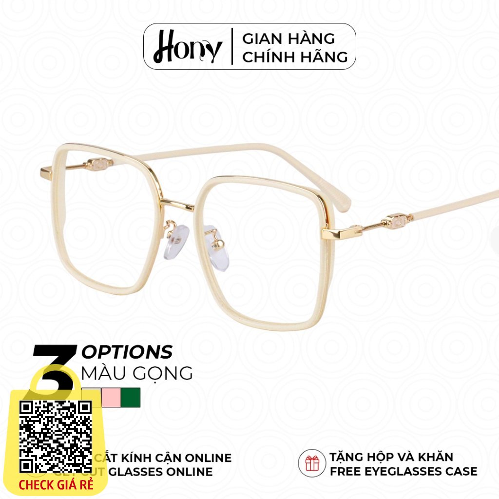 Mắt kính Unisex thời trang HONY - Gọng Acetate cao cấp form vuông cá tính