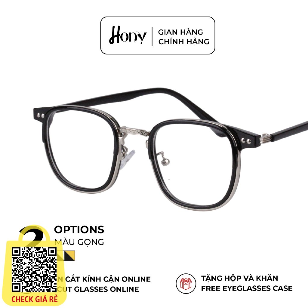 Mắt kính Unisex thời trang HONY - Gọng Acetate dáng vuông bo tròn cách điệu