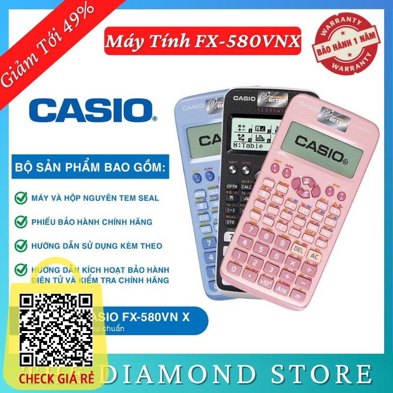 Máy Tính Casio FX 580 VNX - Hàng Chuẩn Với 521 Tính Năng Bảo Hành 7 Năm