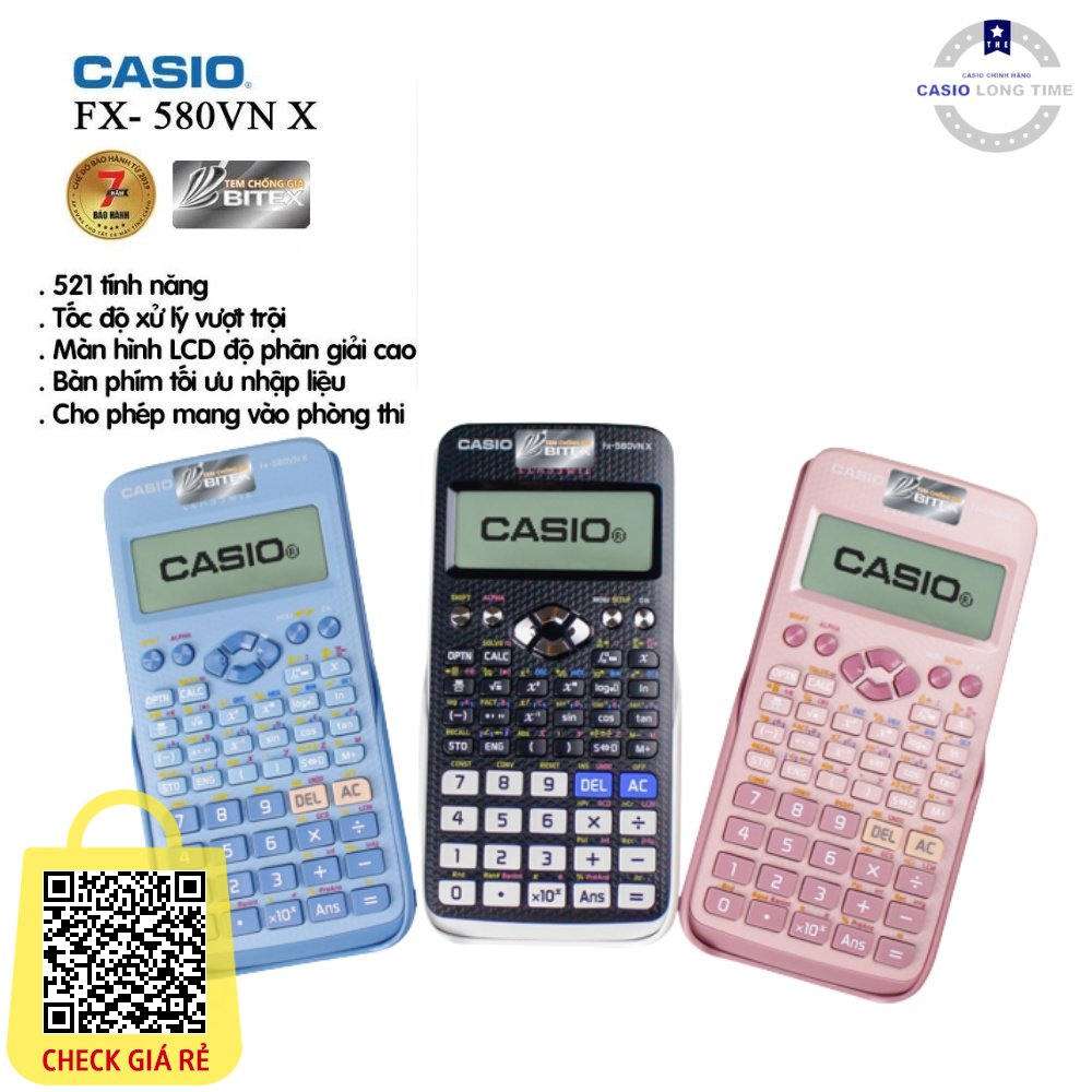 Máy tính casio Fx 580vnx , cầm tay , bỏ túi , đi thi , đi học , bảo hành 7 năm