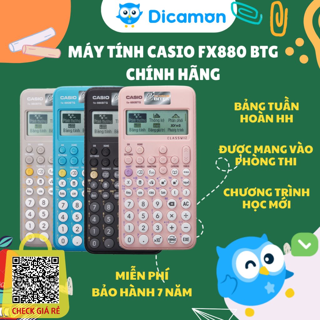 Máy tính Casio FX880 BTG Chính hãng Dicamon, bảo hành 7 năm, 1 đổi 1 trong năm đầu tiên dành cho học sinh cấp 2,3