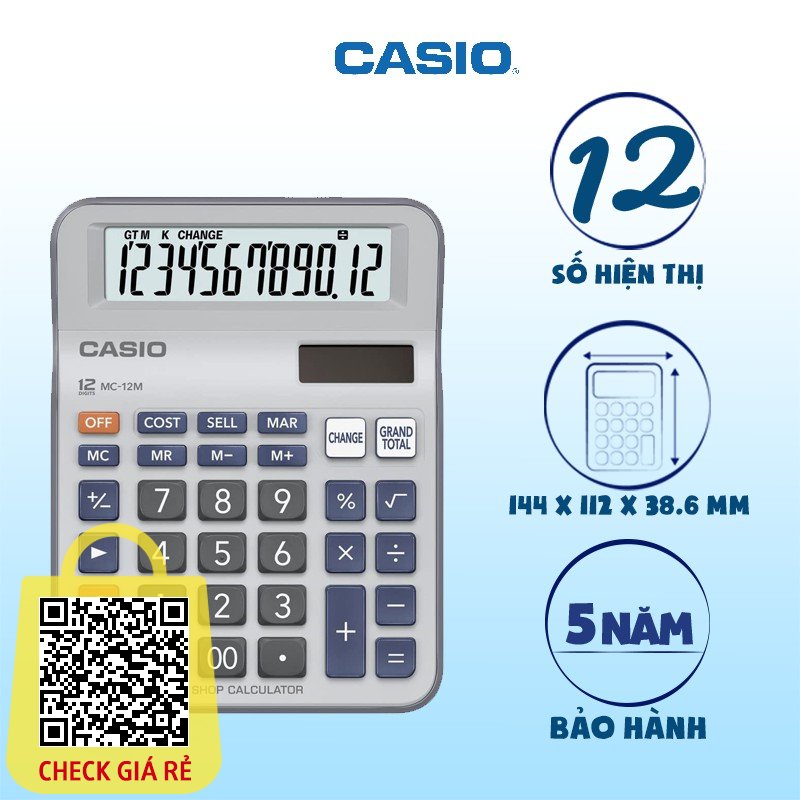 Máy tính Casio MC-12M chuyên dụng dành cho shop bán hàng