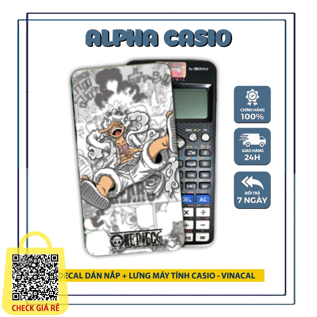 Miếng dán skin decal Luffy Gear 5 Decal one piece new 2024 cho máy tính casio fx 580vnx 570vnplus fx880 570esplus