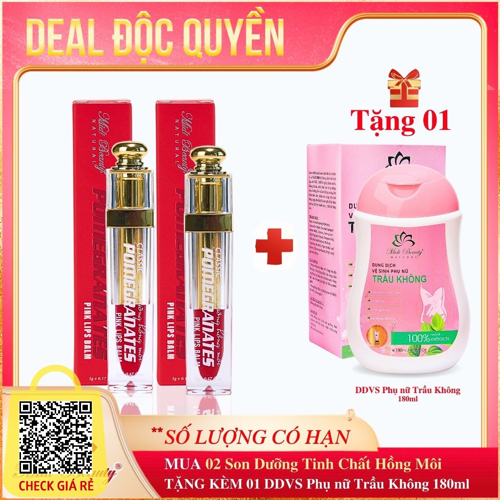 MUA 02 SON TINH CHẤT DƯỠNG HỒNG MÔI Có màu 5G Midi Beauty Natural [Tặng 1 Chai Dung Dịch Vệ Sinh 180ML]