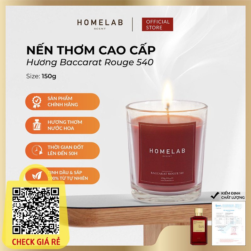 Nến thơm mùi nước hoa BACCARAT ROUGE - FRANCIS KURKDJIAN sang chảnh - trẻ trung 150g_HOMELAB