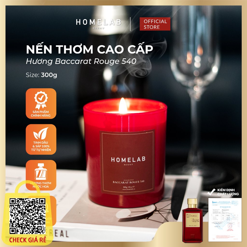 Nến thơm mùi nước hoa BACCARAT ROUGE - FRANCIS KURKDJIAN sang chảnh - trẻ trung 300g_HOMELAB