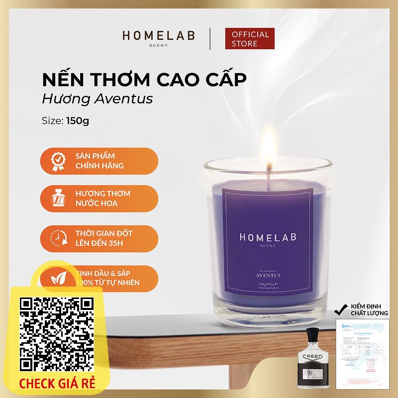 Nến thơm mùi nước hoa CREED AVENTUS mùi hương thiên nhiên tự tin - khí chất - quyền lực 150g_HOMELAB