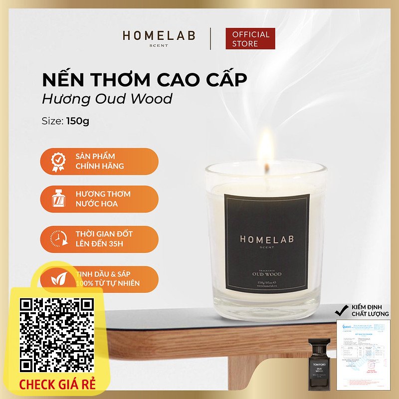 Nến thơm mùi nước hoa OUD WOOD - TOMFORD mùi hương gỗ độc tôn - khác biệt 150g_XETHOM