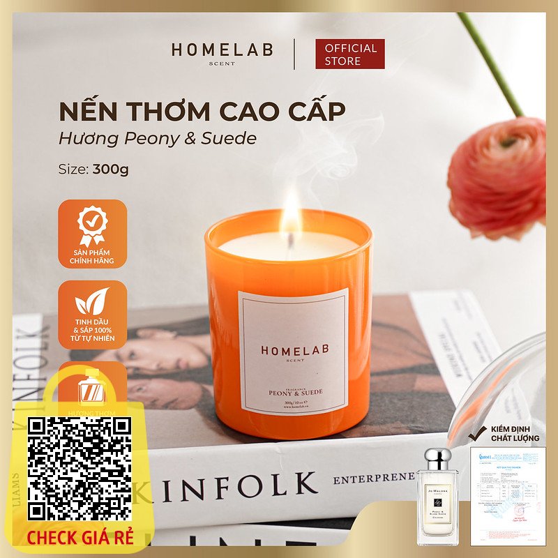 Nến thơm mùi nước hoa PEONY & SUEDE - JOMALONE LONDON mùi hương sang trọng - tinh khiết 300g_HOMELAB