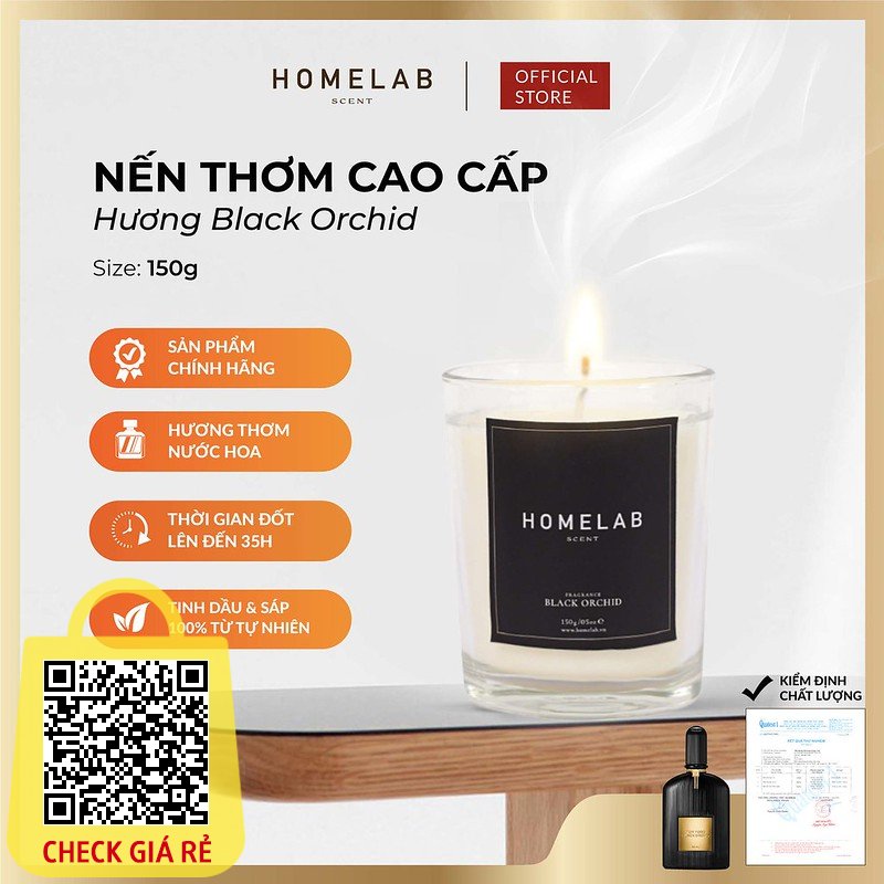 Nến thơm phòng mùi hương quyến rũ - cổ điển - sang trọng - tinh khiết 150g-HOMELAB