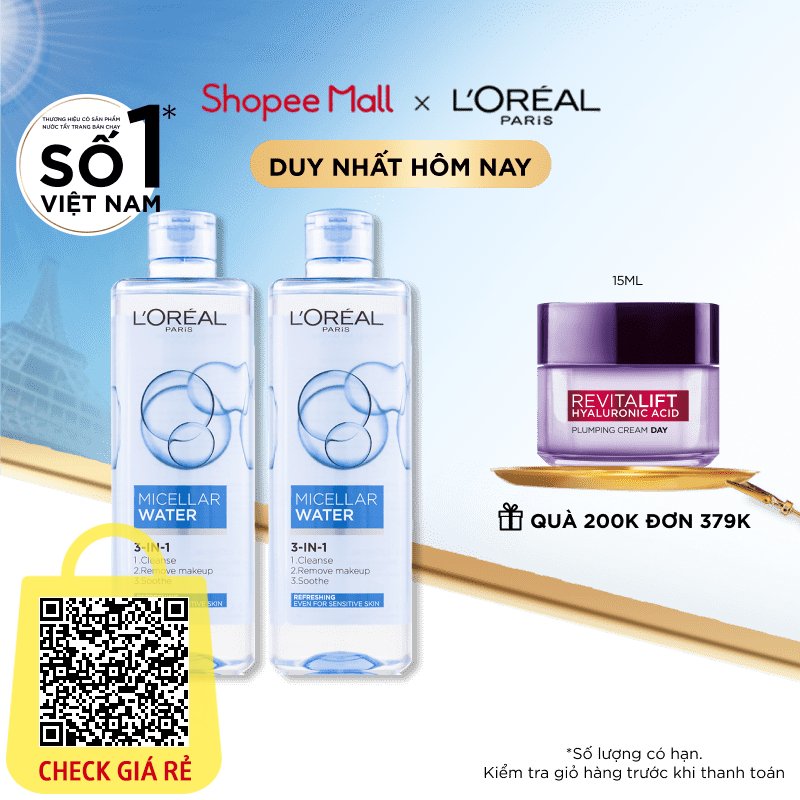 nhap cpd33199k giam 10 don tu 199k bo 2 nuoc tay trang da nang 3in1 tuoi mat l oreal paris xanh duong nhat 400ml