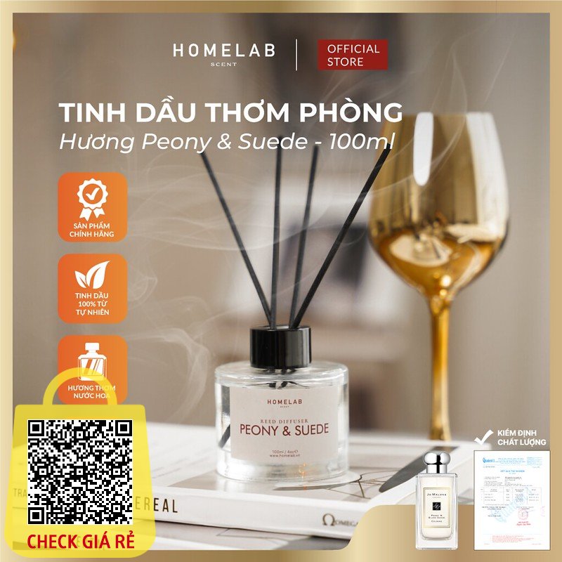 Nước hoa thơm phòng cao cấp mùi nước hoa PEONY & SUEDE - JO Mlone mùi hương sang trọng - tinh khiết 100ml_HOMELAB