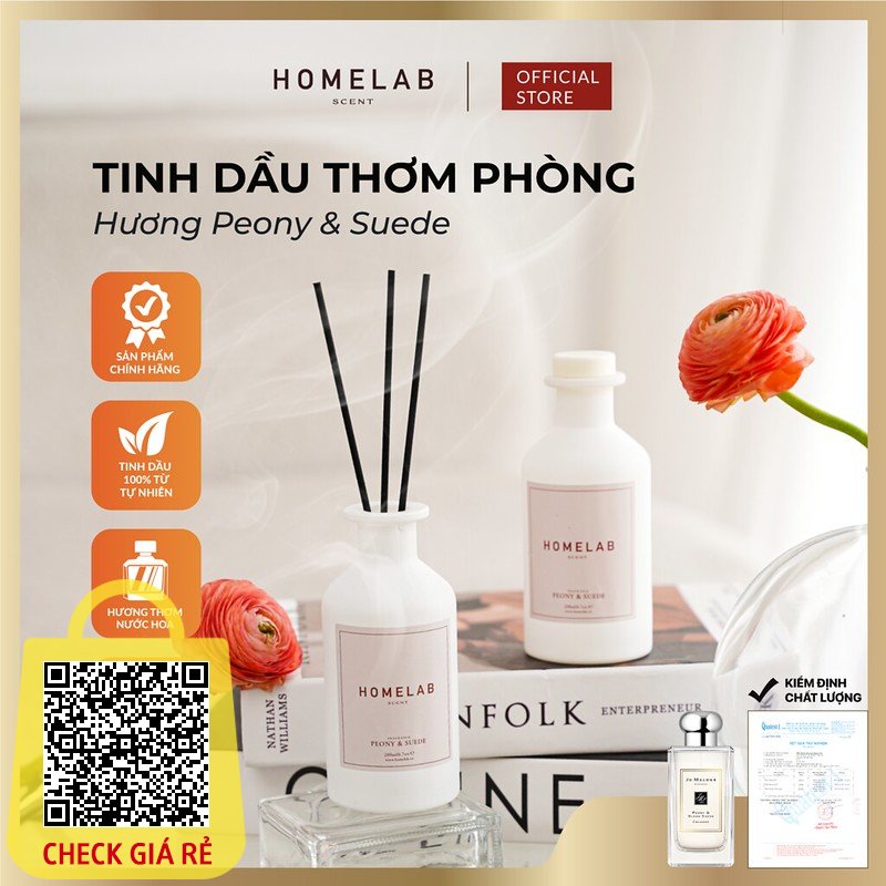 Nước hoa thơm phòng cao cấp mùi nước hoa PEONY & SUEDE - JO Mlone mùi hương sang trọng - tinh khiết 200ml_HOMELAB