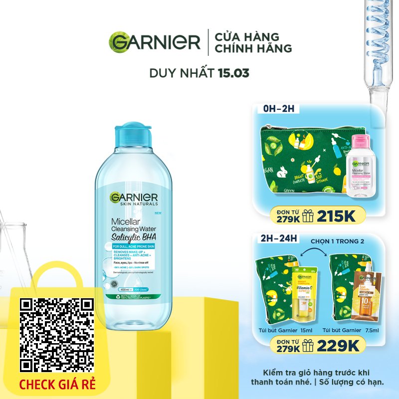 Nước Tẩy Trang làm sạch sâu dịu nhẹ cho mọi loại da - Garnier Micellar Cleansing Water 400ml