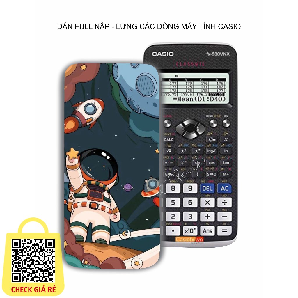 phi hành gia hình dán máy tính casio