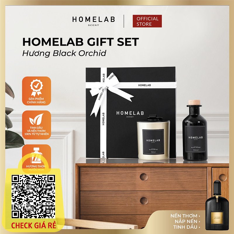 Quà tặng cao cấp_HOMELAB GIFT SET - Nến thơm & Nước hoa Thơm Phòng hương thơm BLACK ORCHID - TOMFORD