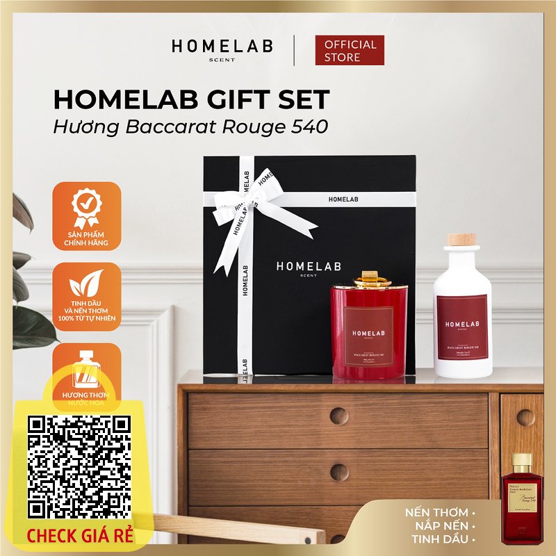 Quà tặng cao cấp_HOMELAB GIFT SET - Nến thơm & tinh dầu thơm phòng mùi hương BACCARAT ROUGE 540