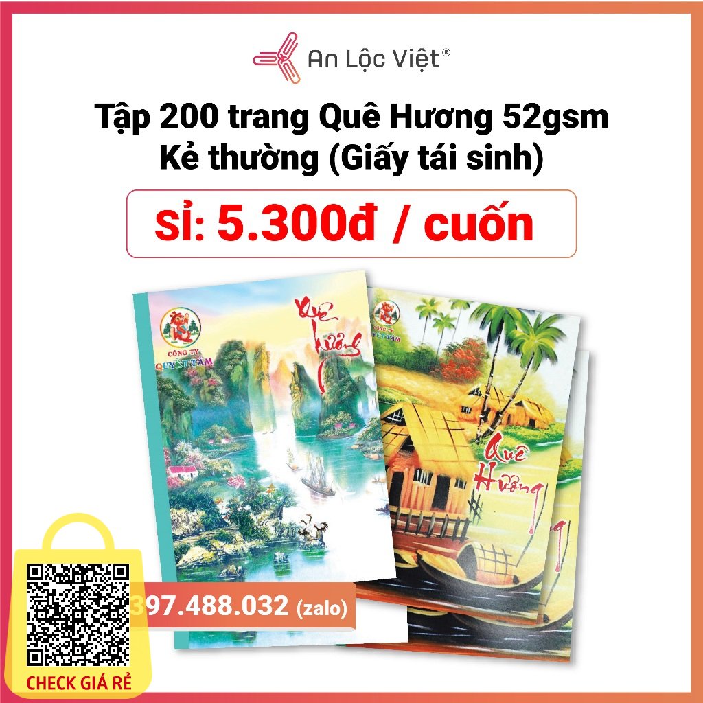 [RẺ NHẤT SÀN] Tập Vở Quê Hương 96 trang-200 trang định lượng 52gsm - loại tập học sinh có đường kẻ dùng từ thiện phổ biến