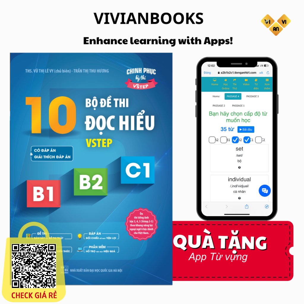 Sách 10 bộ đề thi Đọc hiểu Vstep B1-B2-C1 (tiếng Anh bậc 3,4,5)|Ôn thi TOEFL iBT reading, Vstep reading