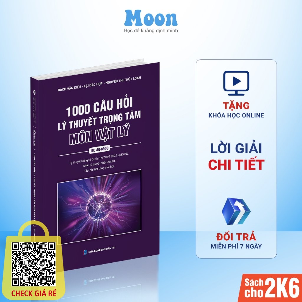 Sách 1000 câu hỏi lý thuyết trọng tâm ôn thi THPT luyện thi đánh giá năng lực môn vật lý Moonbook