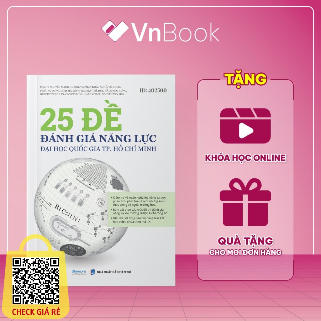 Sách 25 đề thi đánh giá năng lực ĐHQG TP.HCM 2024 | VnBook