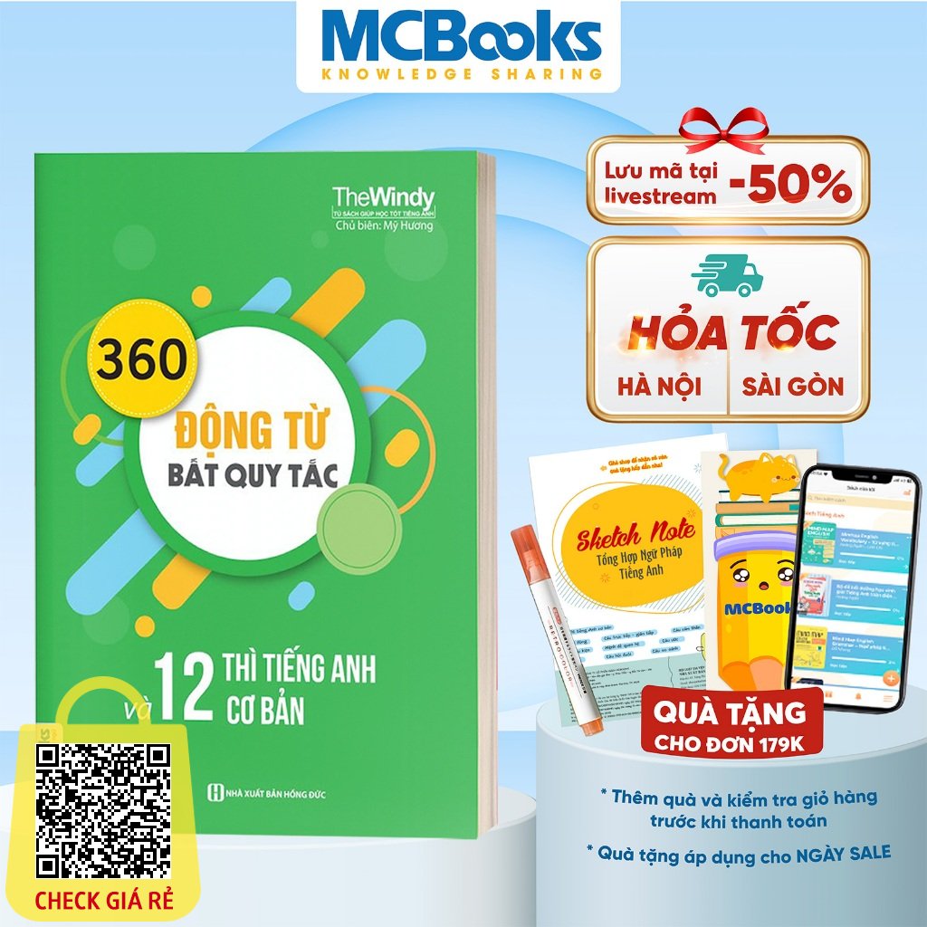 Sách 360 Động Từ Bất Quy Tắc Và 12 Thì Cơ Bản Trong Tiếng Anh Bản Khổ Nhỏ Cho Người Học Cơ Bản