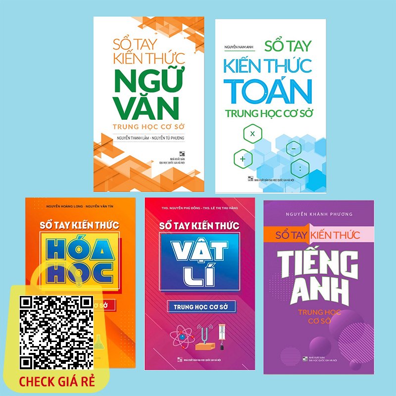 Sách 5 cuốn Sổ Tay Kiến Thức Toán  + Ngữ Văn + Tiếng Anh + Vật Lý + Hóa Học Trung Học Cơ Sở - trọn bộ, lẻ tùy chọn